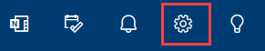 icons visible in top navigation bar with gear icon marked in red as the fourth across
