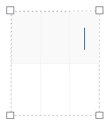 an empty 2-row, 3-column table with the header row showing a light grey background