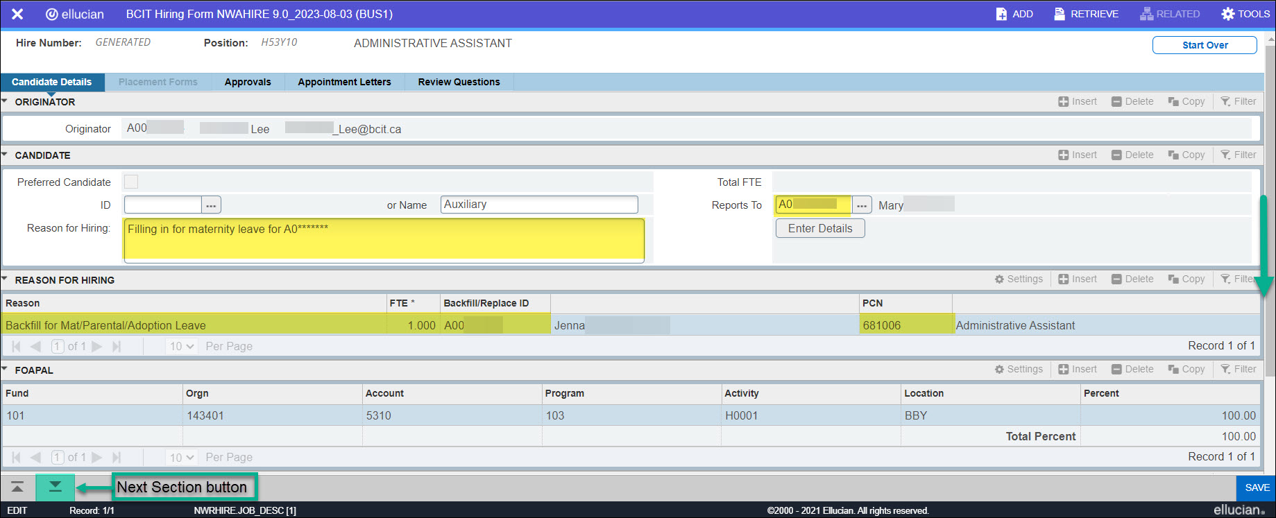 Screenshot Banner NWAHIRE page first part Auxiliary Hire