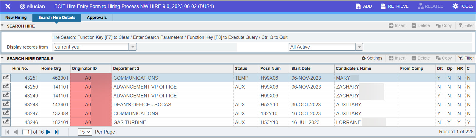 Screenshot Banner NIWHIRE Search Hire Details your hires