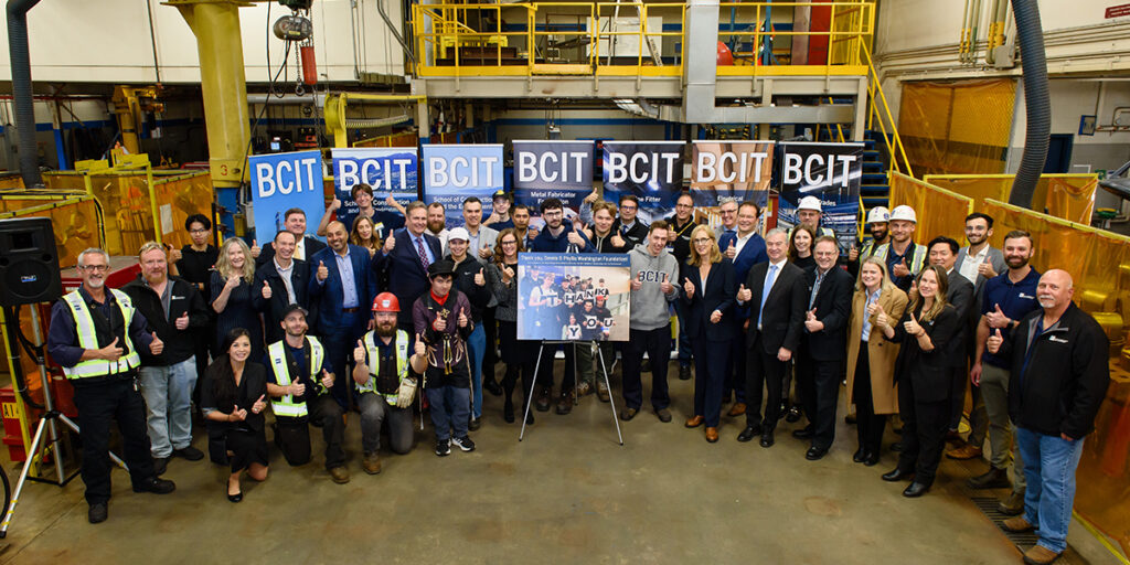Group of BCIT students, faculty and staff with donors