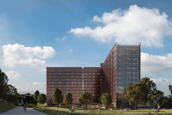 Rendering of mass timber student housing at BCIT