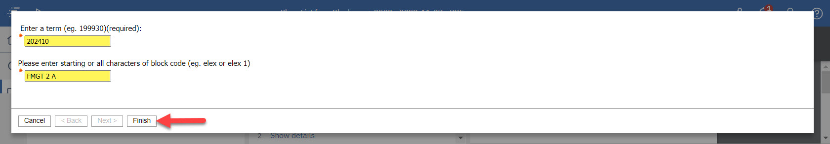 Screenshot Cognos Schedule Report adding Prompt values