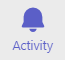 Blue bell icon and the word Activity