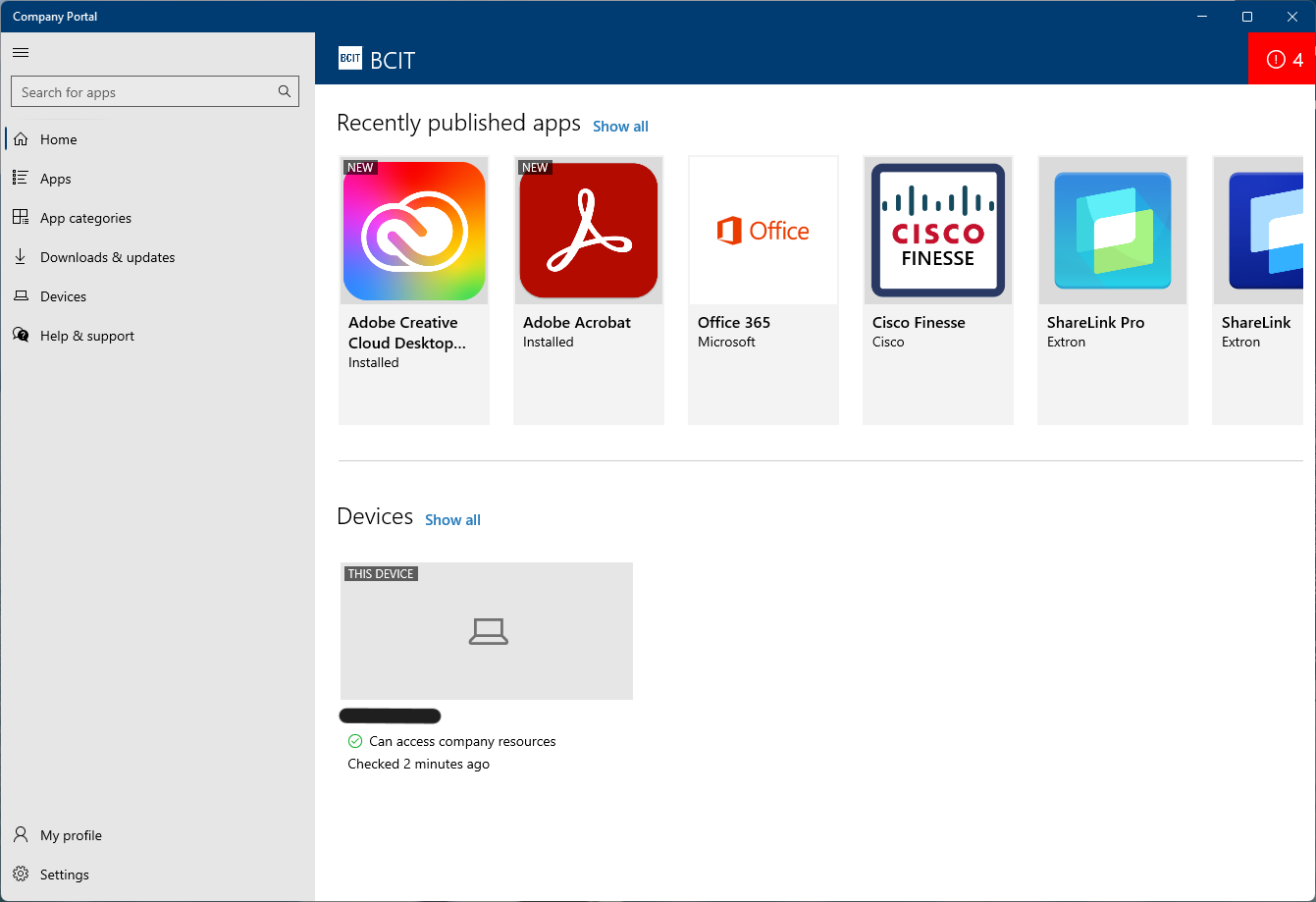Company Portal application