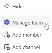 Manage team option