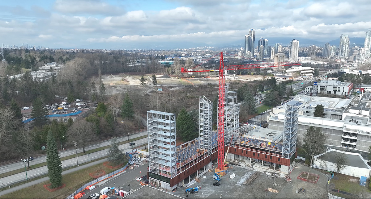 Aerial image of the Student Housing project site- February 2024