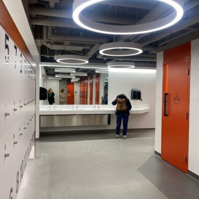 Image of the completed change room upgrades at the Downtown Campus