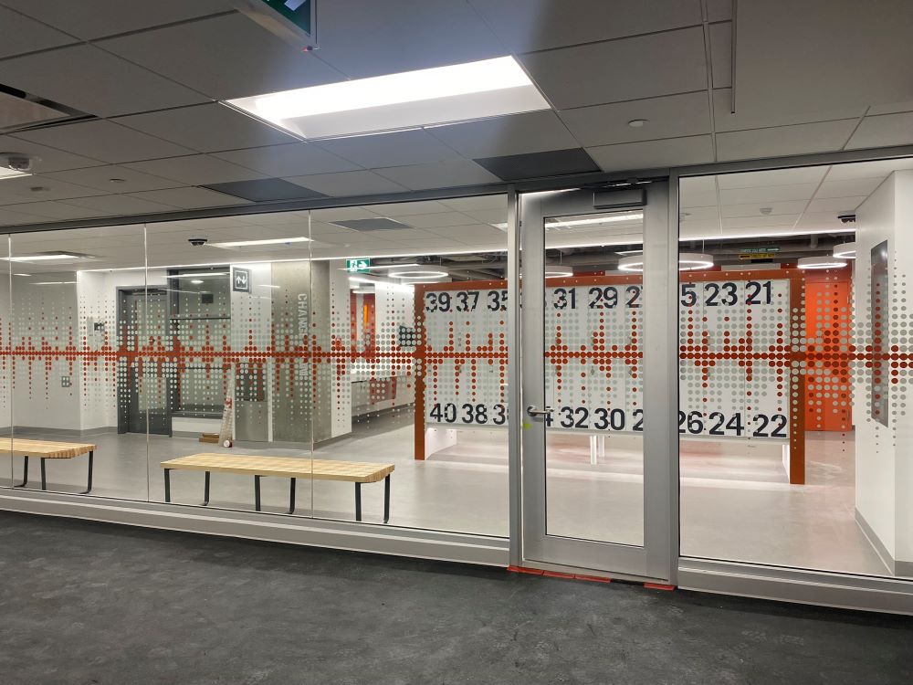 Image of the completed change room upgrades at the Downtown Campus