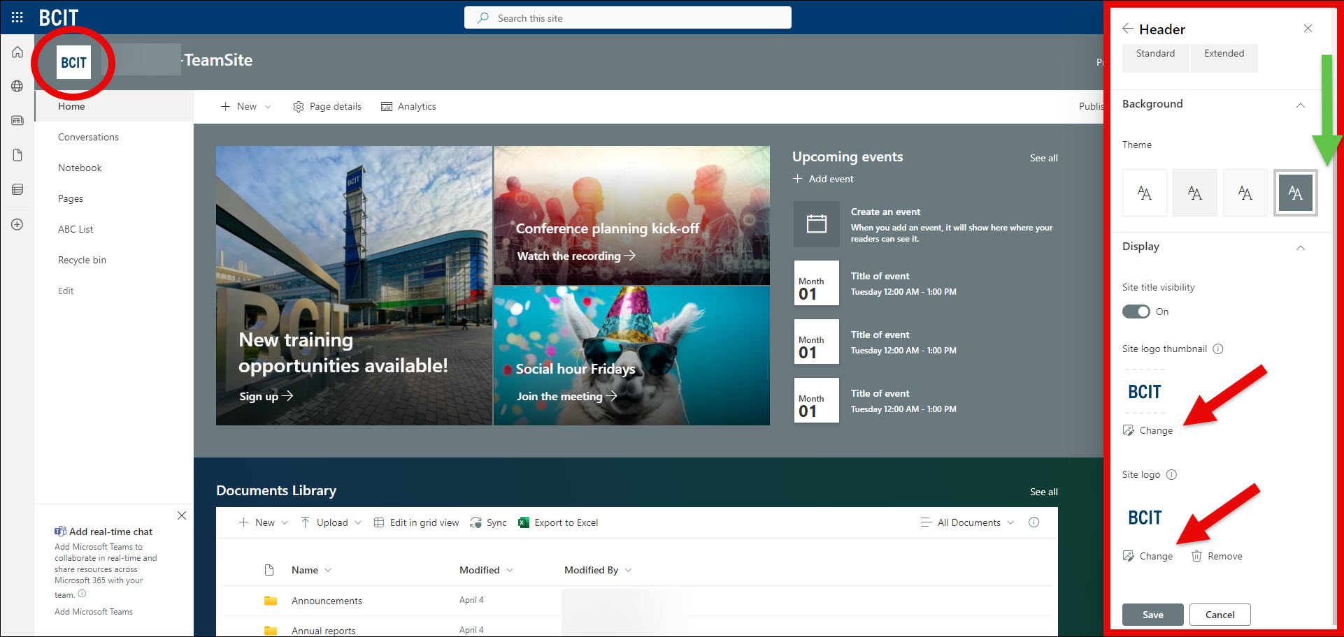 SharePoint Change the look Header edit logo