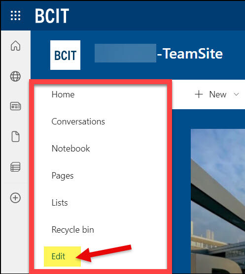 SharePoint Quick Launch Bar Edit button