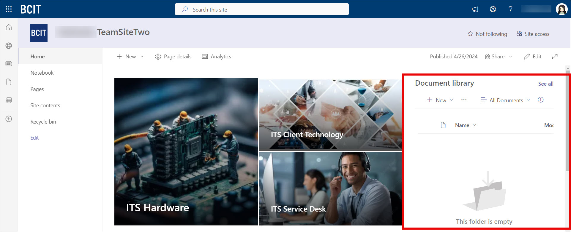 SharePoint Document Library is saved as web part on site