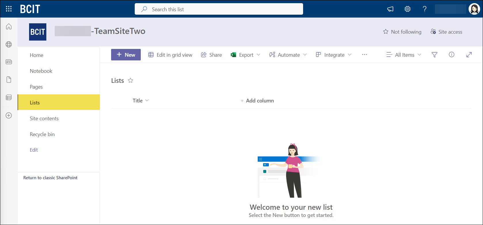 SharePoint List newly created on Quick Launch menu bar