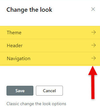 SharePoint Change the look and show Theme, Header and Navigation 