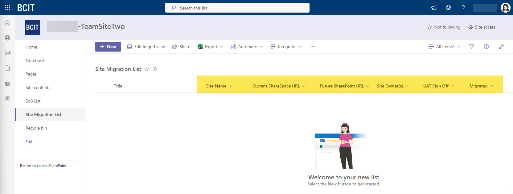 SharePoint List creating Columns