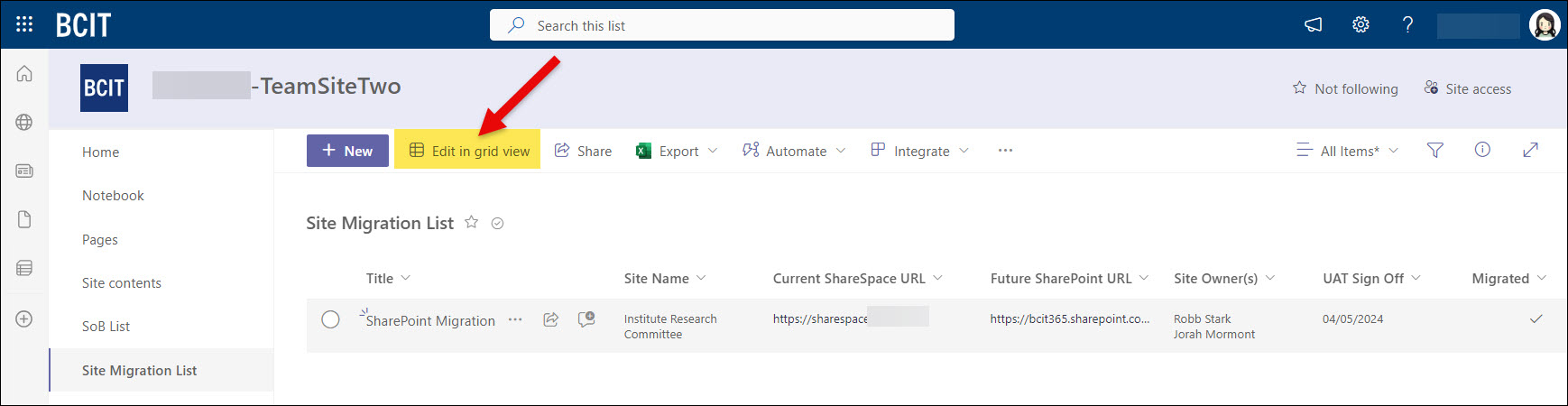 SharePoint Adding information into List by clicking on Edit in grid view
