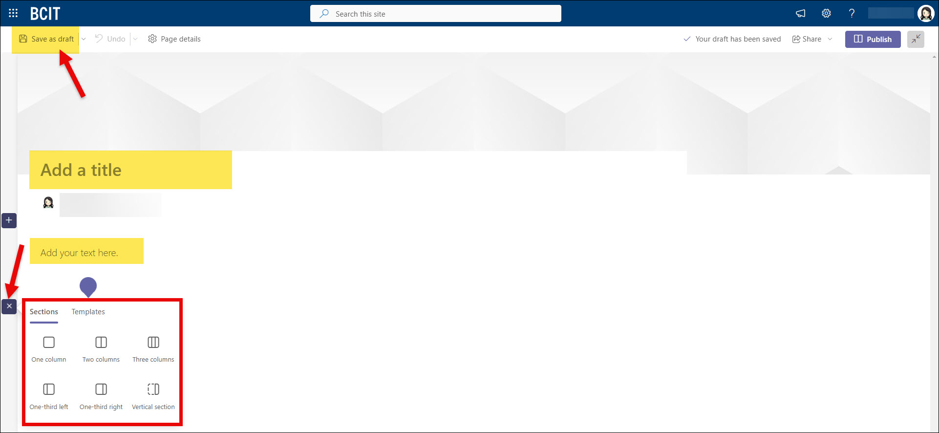 SharePoint Page creating your page with title and webparts