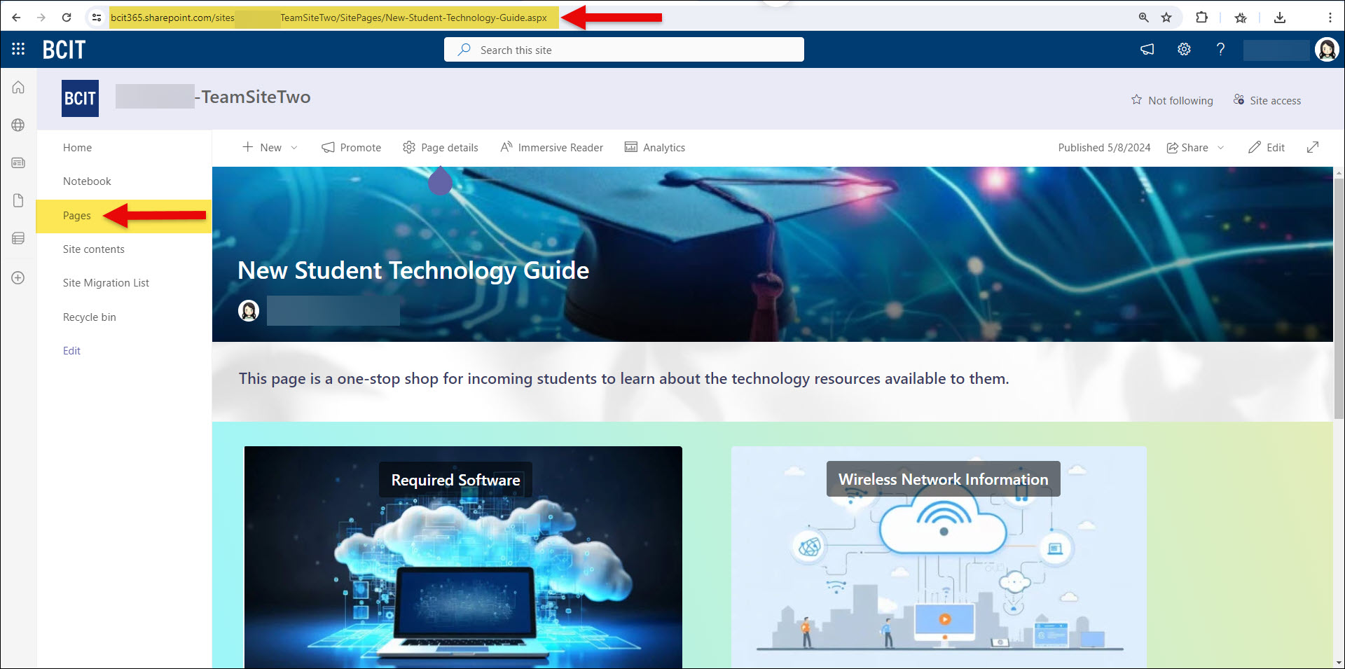 SharePoint Page new URL and Pages in Quick Launch menu bar