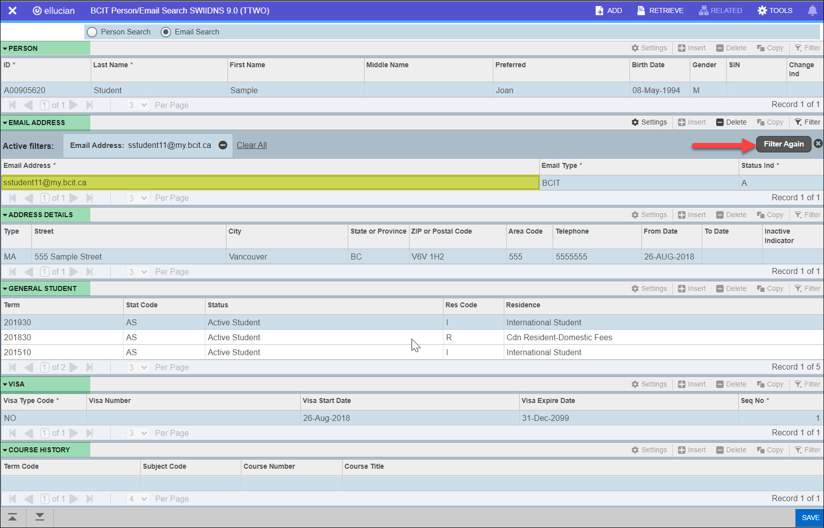 Screenshot Banner SWIIDNS Email search populated info