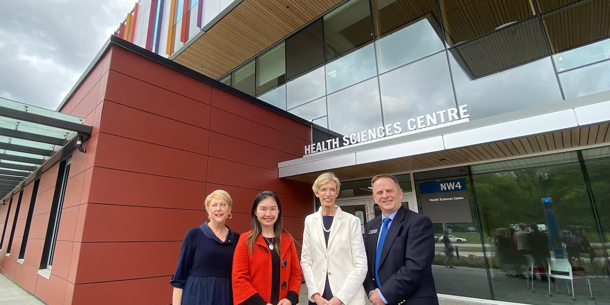 From left to right: Janet Routledge, MLA; Anne Kang, Minister of Advanced Education and Skills Training; Kathy Kinloch, President, BCIT; and Dan Reader, BCIT Board Chair. Photo credit: Province of British Columbia.