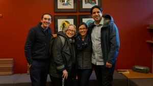 The Founders of Diversity Circles stand for a photo inside the BCIT Indigenous Gathering Place