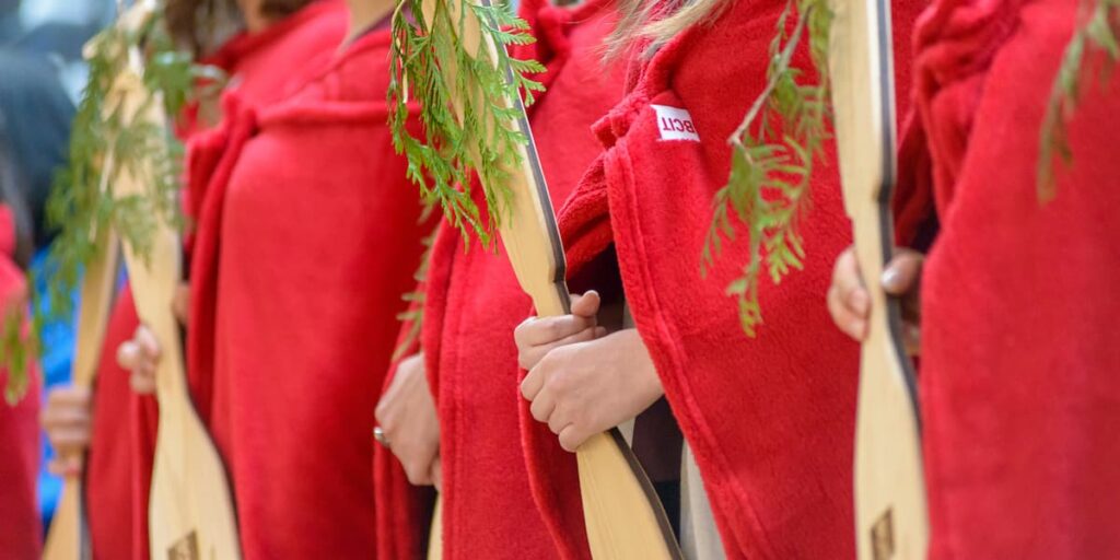 BCIT Indigenous Initiatives, people wearing red