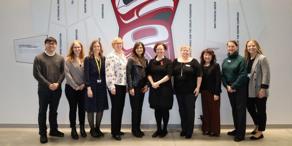 Dr. Leigh Chapman (centre) meets with members of School of Health Sciences leadership and faculty