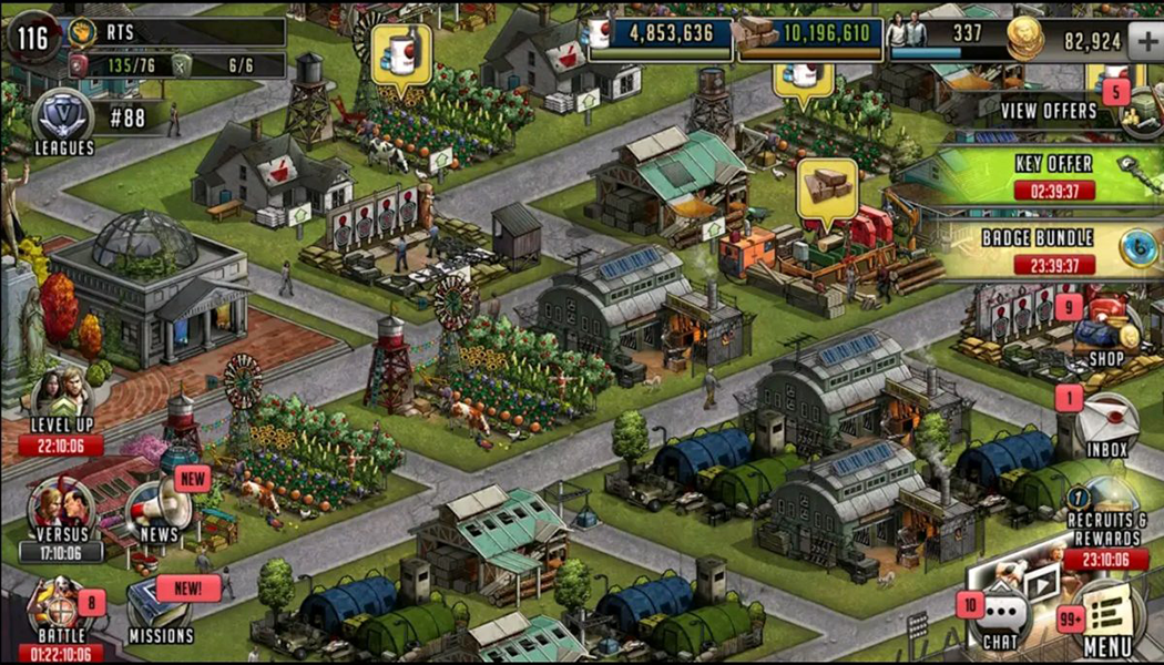 screen shot of video game showing town from above