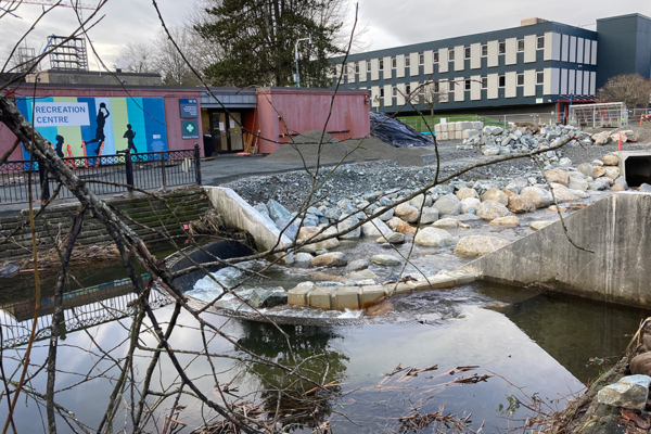 Photo of the new spillway at Guichon Creek