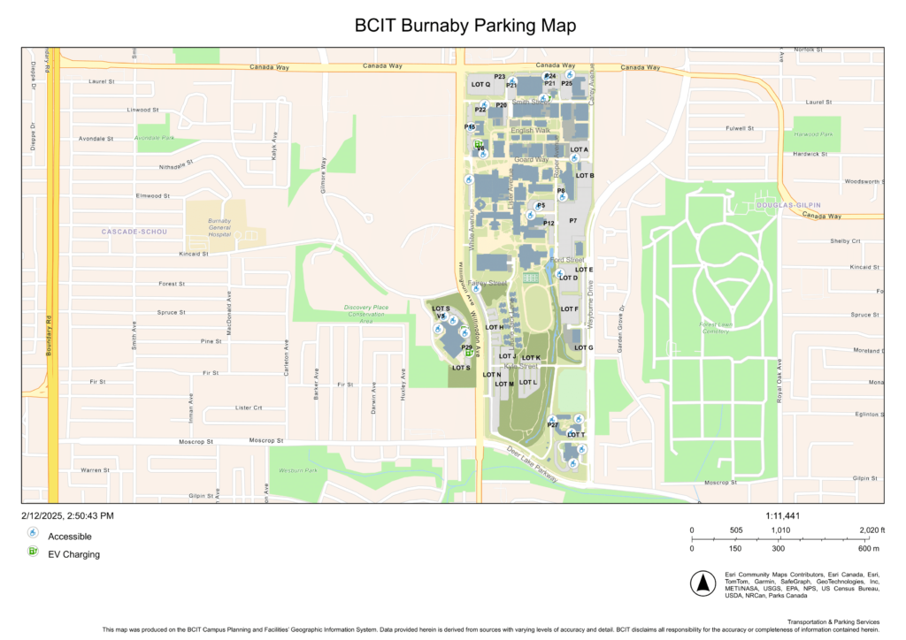 BCIT Burnaby Parking Map