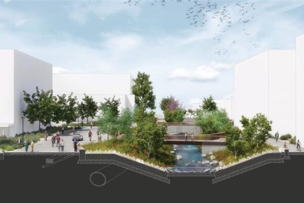 Schematic design cross-section-rendering shows some impact of the BCIT South Campus Infrastructure Renewal project.