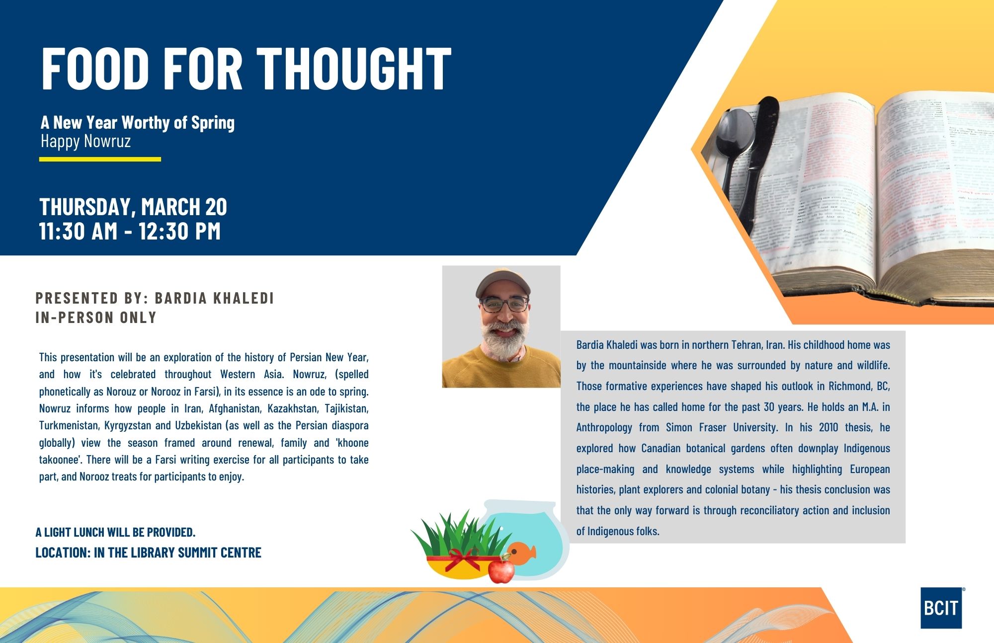 Thursday, March 20 2025 from 11:30 to 12:30 pm at summit centre 