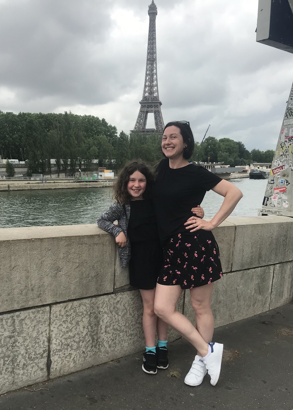 Morgan with her daughter in Paris.