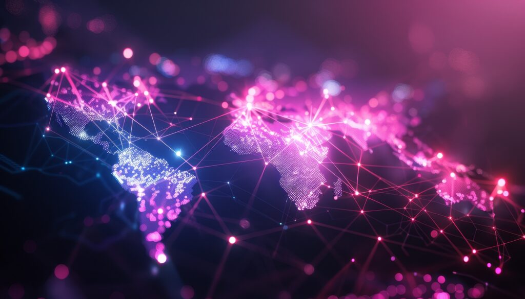 Global supply chain network visualization, logistics, interconnected economies