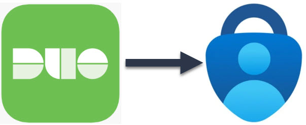 Image of the Duo authenticator logo to the Microsoft Authenticator logo