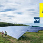 Better Future campaign photo with Aileen Maynard and solar panels in Haida Gwaii.