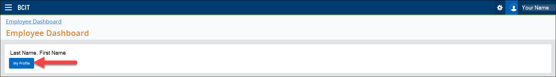 Screenshot of Employee Dashboard and clicking on My Profile icon