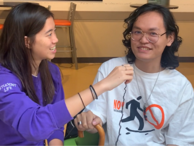 Student employee interviewing a fellow BCIT student.