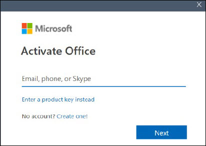Screenshot Office 365 and signing in to Activate Office
