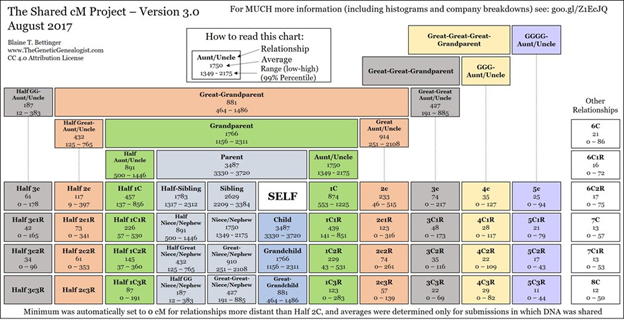 family tree chart with "self" in the middle and relatives shown around it