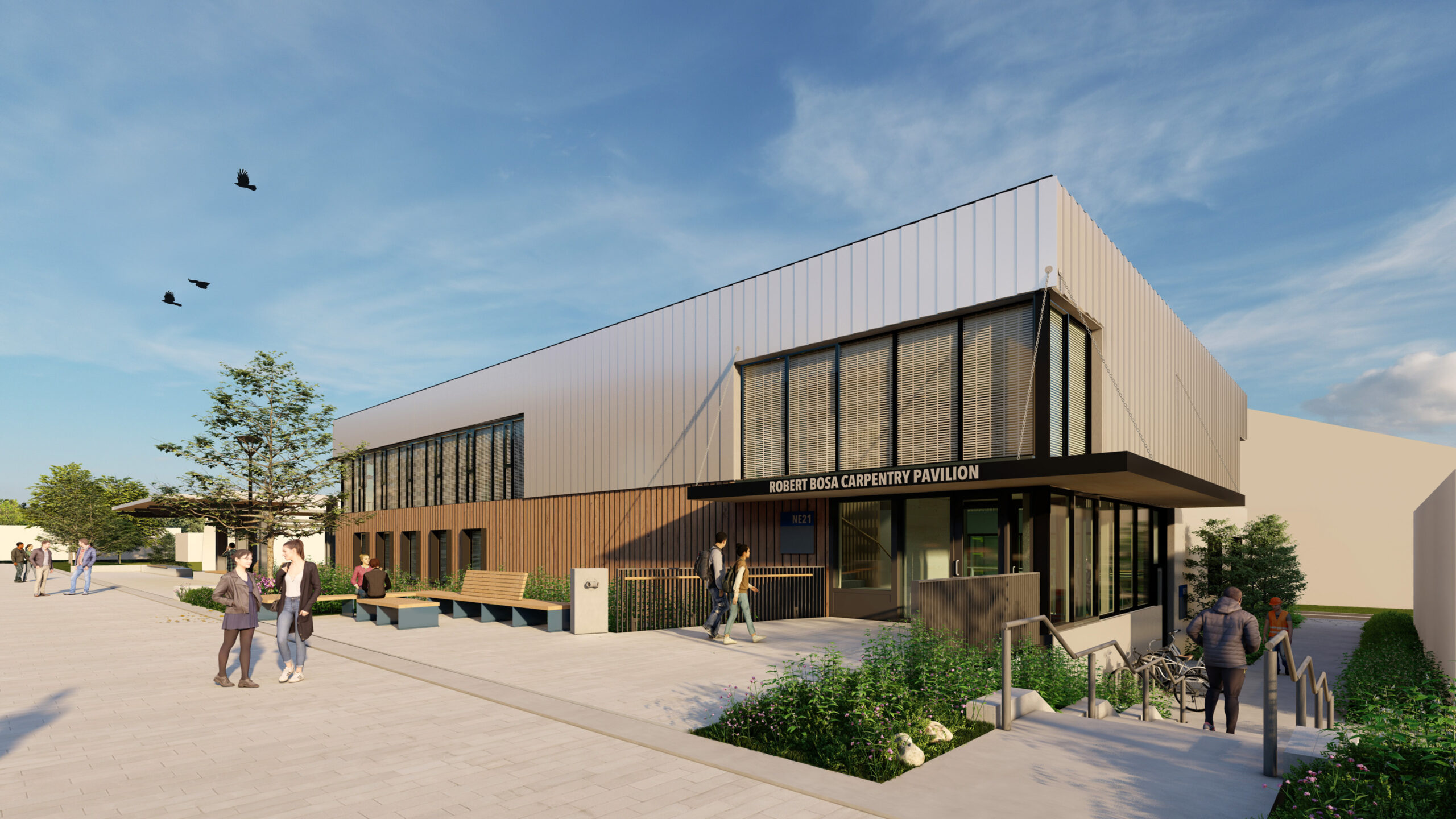 Robert Bosa Carpentry Pavilion, Front Elevation