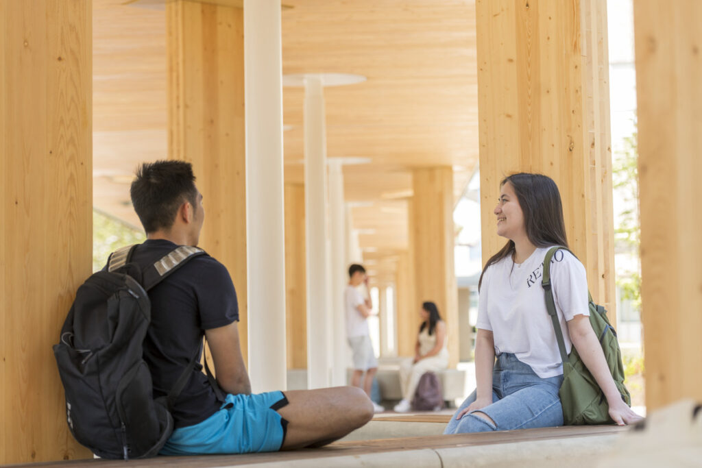 Students in Beedie Plaza