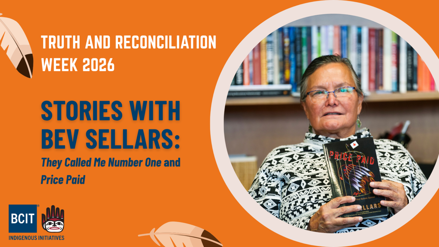 Truth and Reconciliation Week 2026 event poster with Bev Sellars holding up her book Price Paid, with the event title.